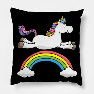 Unicorn with Rainbow and Clouds Pillow