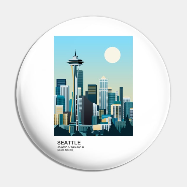 Seattle Space Needle, Washington Pin by typelab