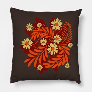 Folk flowers floral art print Flowers abstract art Pillow