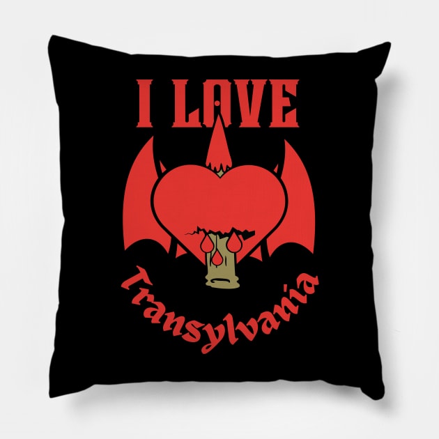 I Heart Transylvania-I Love Transylvania Pillow by FullOnNostalgia