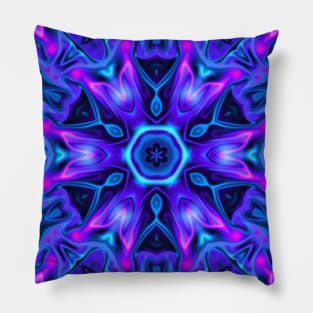 Psychedelic Kaleidoscope Blue and Pink Pillow