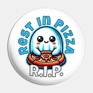 RIP Rest in Pizza - Cute Ghost with Pizza Pin