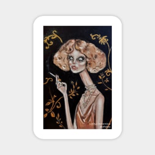 Gothic retro girl with big eyes smoking Magnet