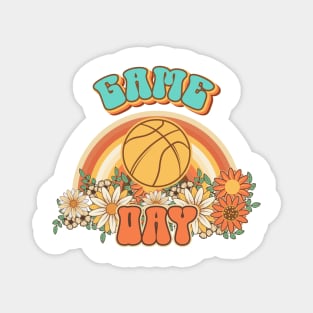 Groovy Basketball mom Retro game day gift for funny mother Vintage floral pattern Magnet