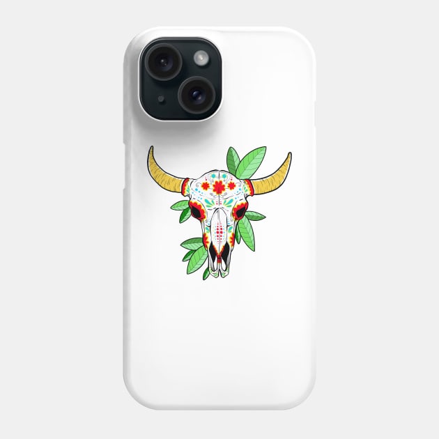 Mexican bull skull Phone Case by LalART Shop