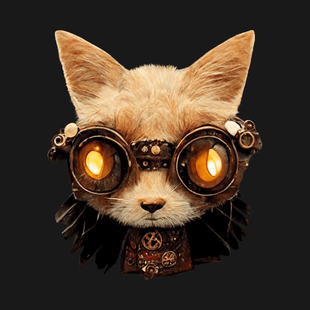 Cat Steampunk Retro Gothic Kitty Portrait by BluedarkArt