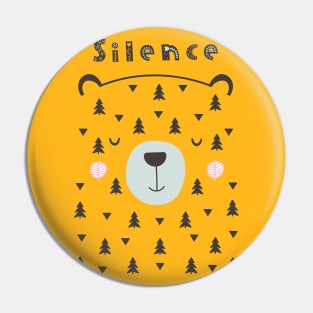 Slience Bear Kids Grils Teen Women Design Pin