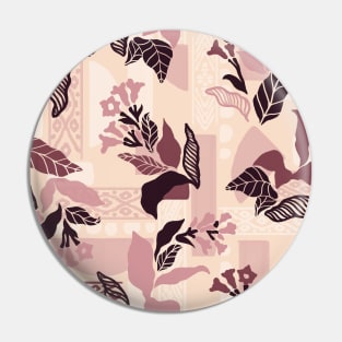 Pink Solid Shapes and Flowers Pin