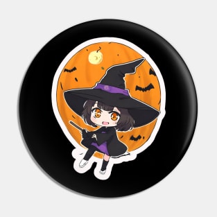 Witchcraft Chibi anime Character Design :Halloween concept Pin