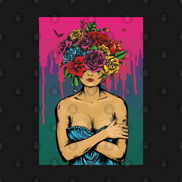 Lady With Flower Head Artistic Artwork by NAM Illustration