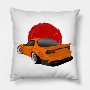 Orange Mazda RX7 Rocket Bunny Back View Pillow