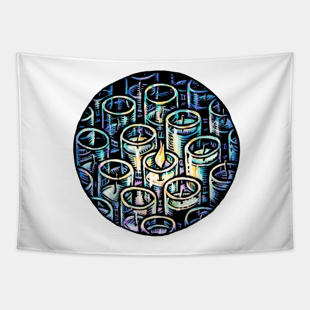 Votive Candles Tapestry by Lisa Haney