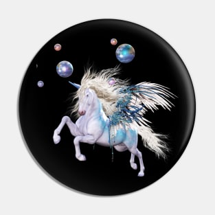 Wonderful unicorn in a fantasy winter landscape Pin