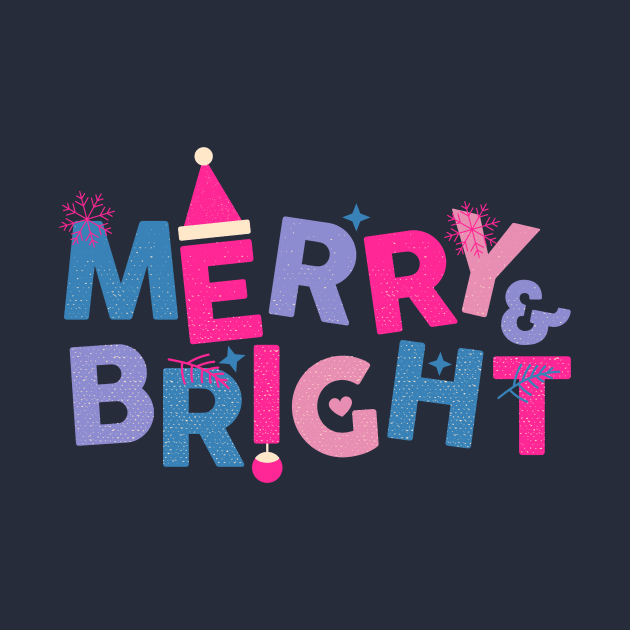 Merry and Bright Pink and Blue Christmas by Asilynn