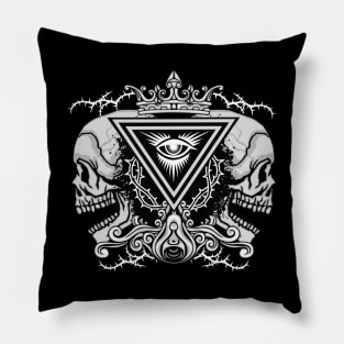 Aztec Culture Day Of The Dead Zombie Skull And Flowers Print Pillow