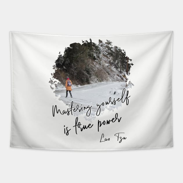 Mastering yourself is true power - Impactful Positive Motivational Tapestry by alcoshirts