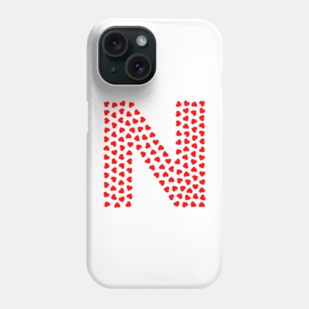 Letter N Heart Shape Initial Phone Case by Sanu Designs