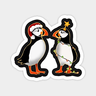 Puffins in Christmas Gear Magnet