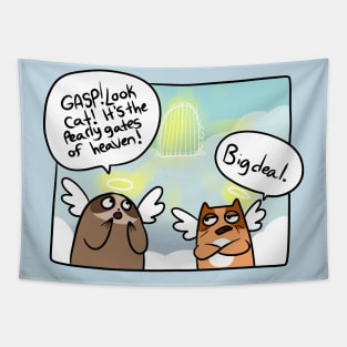 Cat and Sloth in Heaven Comic Tapestry