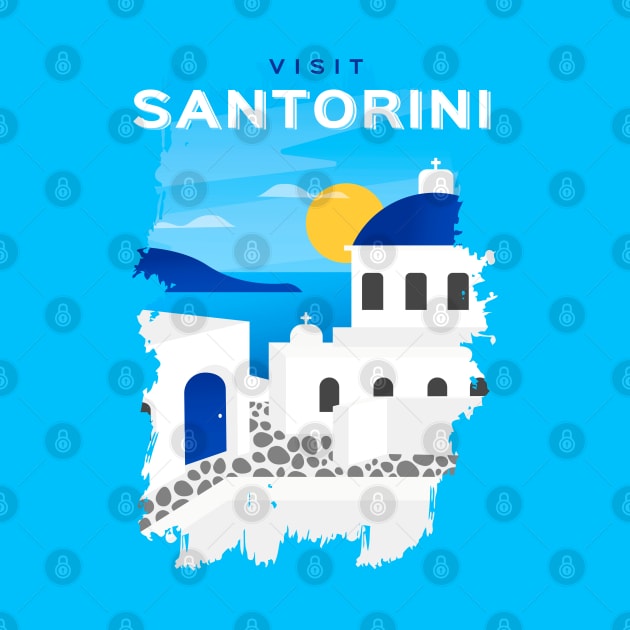 Santorini, Greece - retro travel poster by GreekTavern