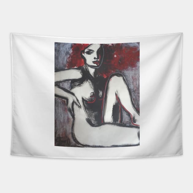 Red Haired Nude Lady 1 Tapestry by CarmenT