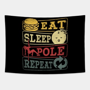 Eat Sleep Pole Repeat Vintage Retro Tapestry