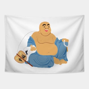 Hotei Shichifukujin God of Happiness laughing Buddhist monk Tapestry