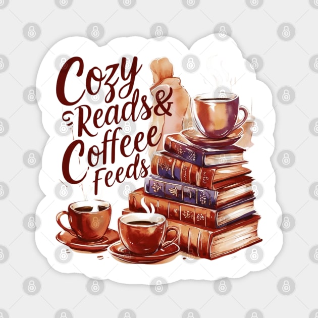 Cozy Reads Coffee Feeds Magnet by SR8891