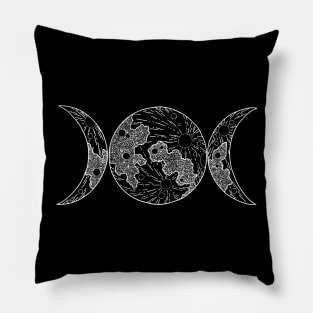 Triple Goddess Wiccan Symbol - Moon Lunar Phases Pillow