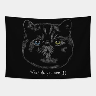 yellow and blue eyes cat Tapestry