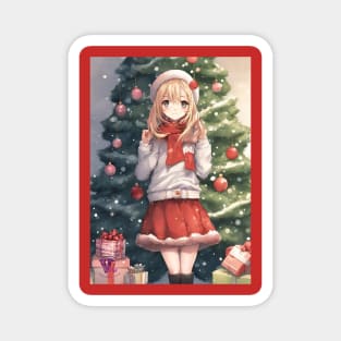 Anime Girl Christmas Tree Magnet