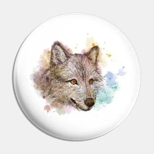 Wolf Head WAtercolor Pin