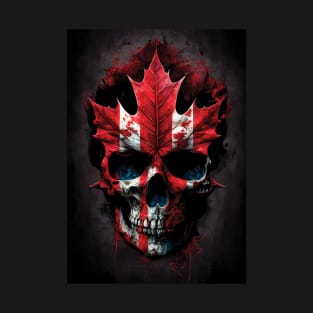 Canadian Flag Skull | Canada Maple Leaf Skull | Canada Day Art | Patriotic Paintings | Freedom | Proud Canadian T-Shirt