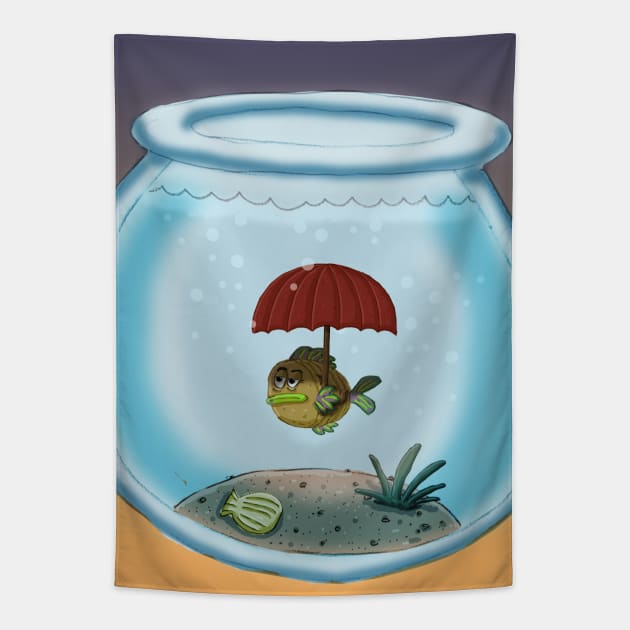 Fish Umbrella Tapestry by macccc8