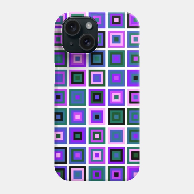 Abstract Square Geometric | Pop Fashion Modern Fusion Layered Blue Green Pink Phone Case by aRtVerse