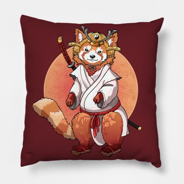 Red Panda Samurai Pillow by LediDi17