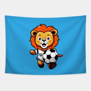 Cute Soccer Lion For Kids Football Boys Tapestry