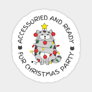 cat for christmas party design Magnet