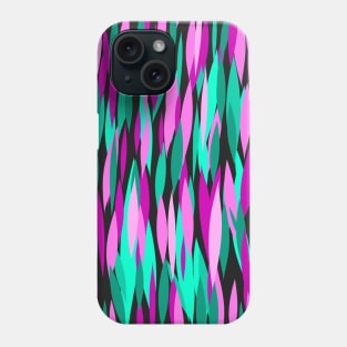 Pink, Aqua, and Green Vertical Dashes Abstract Painting with Black Backdrop, made by EndlessEmporium Phone Case
