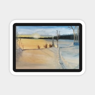 Snowfield oil painting by tabitha kremesec Magnet