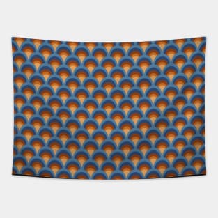 Orange and Blue Scale Seamless Pattern 1970s Inspired Tapestry