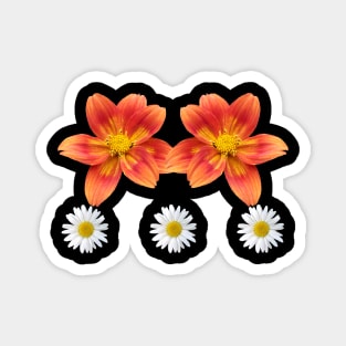 orange blossom with daisy flower floral pattern Magnet