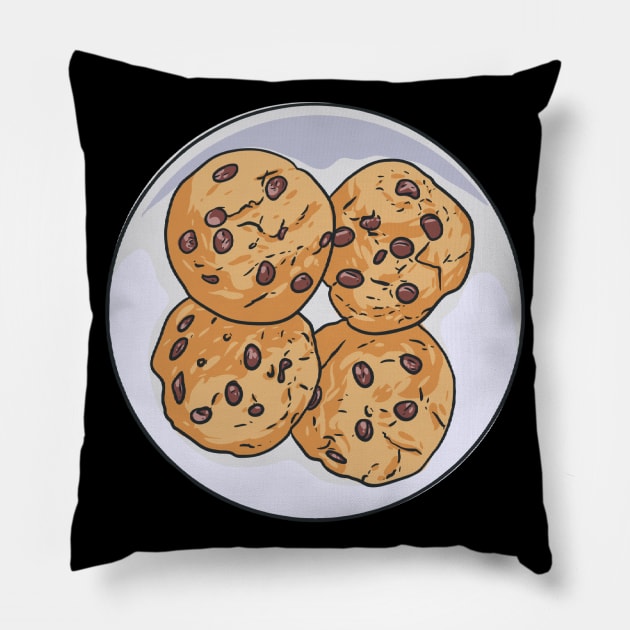 Chocolate Chip Cookies Biscuits Cookie Pillow by fromherotozero