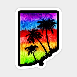 Rainbow Palm Trees Silhouettes Magnet