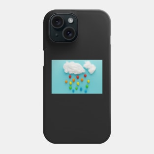 Photo illustration depicting clouds and rainbow-colored raindrops Phone Case