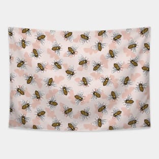 Cute Summer Honey Bees Insect Tapestry