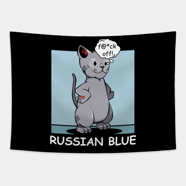 Russian Blue - f@*ck off! Funny Rude Cat Tapestry by Lumio Gifts