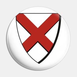 Knight Shield with red X on it Pin