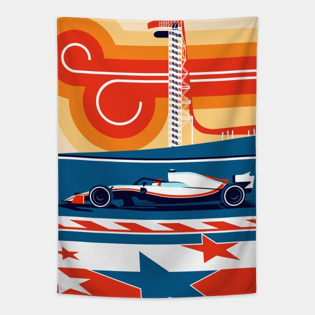 Formula Race Car in Austin Tapestry by RaceCarsDriving