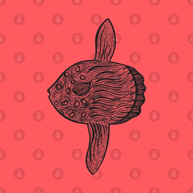 Common Mola or Ocean Sunfish - hand drawn animal design by Green Paladin